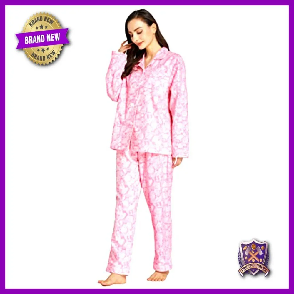 Women's Cotton Flannel Pajama Set Long Sleeve Button Down